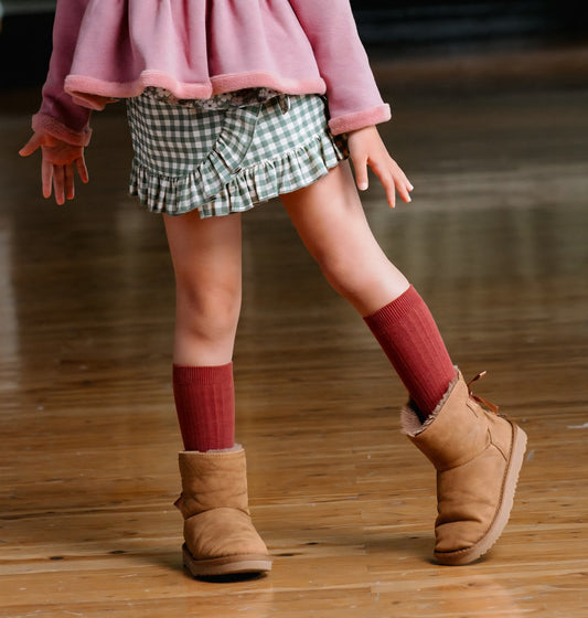 Žalių atspalvių „vichy“ rašto sijonėlis