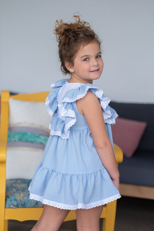 Vaikiška šviesiai mėlyna suknelė