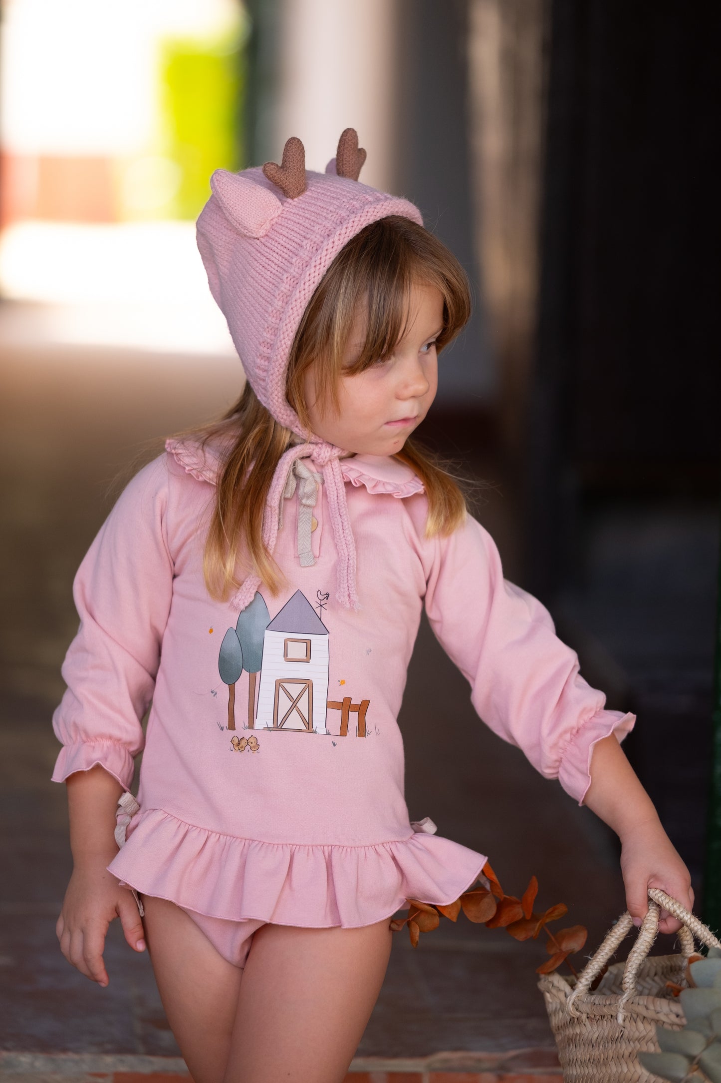 Rožiniss džemperiukas–suknelė  ir  kelnaitės Namelis