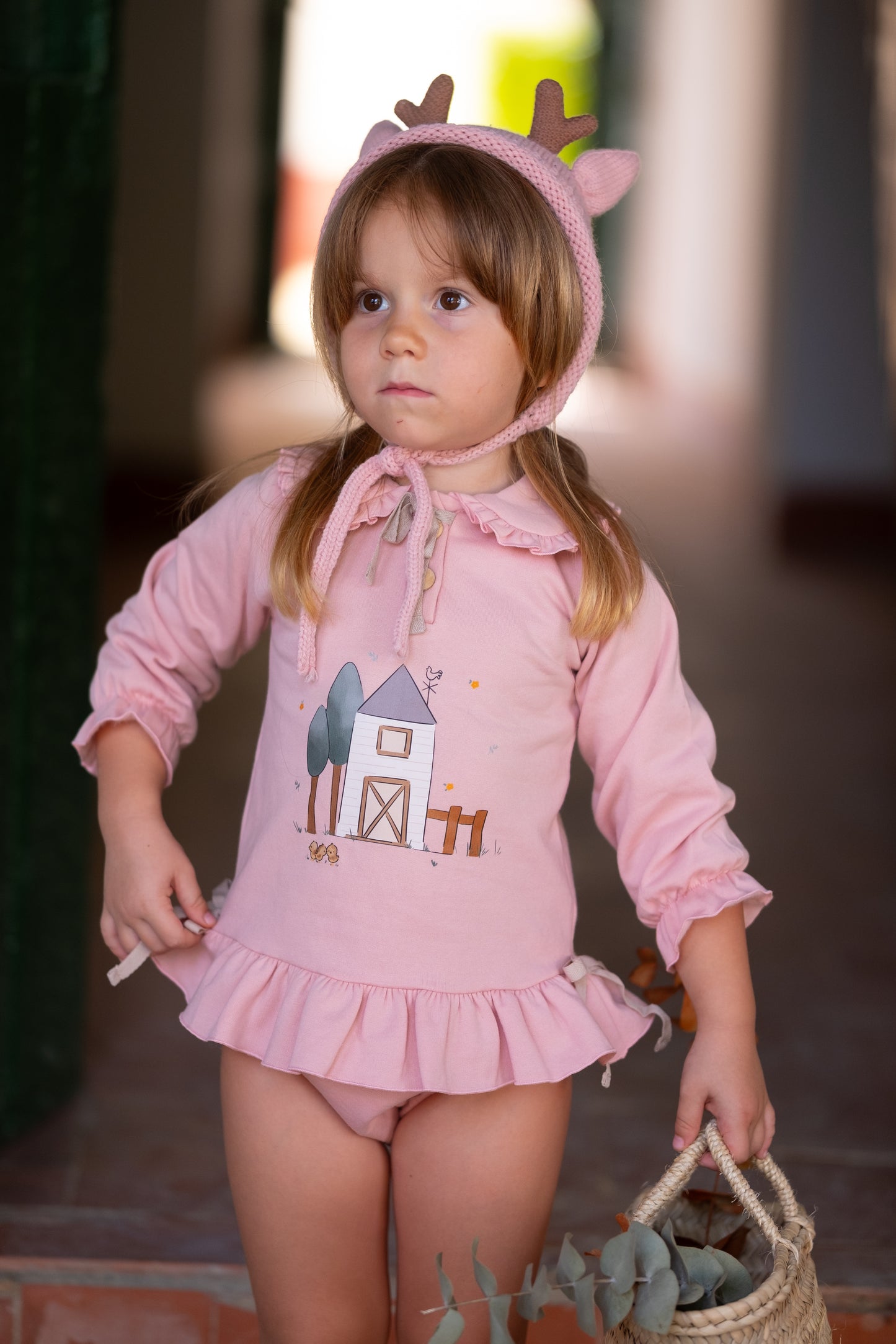 Rožiniss džemperiukas–suknelė  ir  kelnaitės Namelis