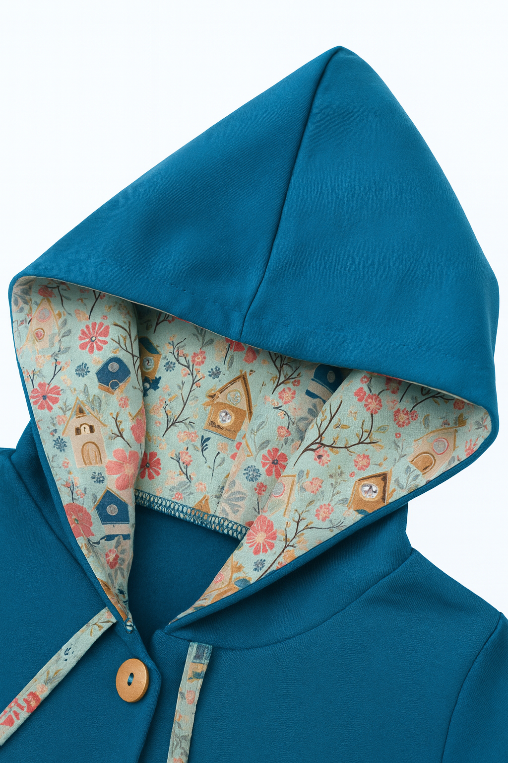 Mėlynas mergaitiškas džemperiukas su kapišonu