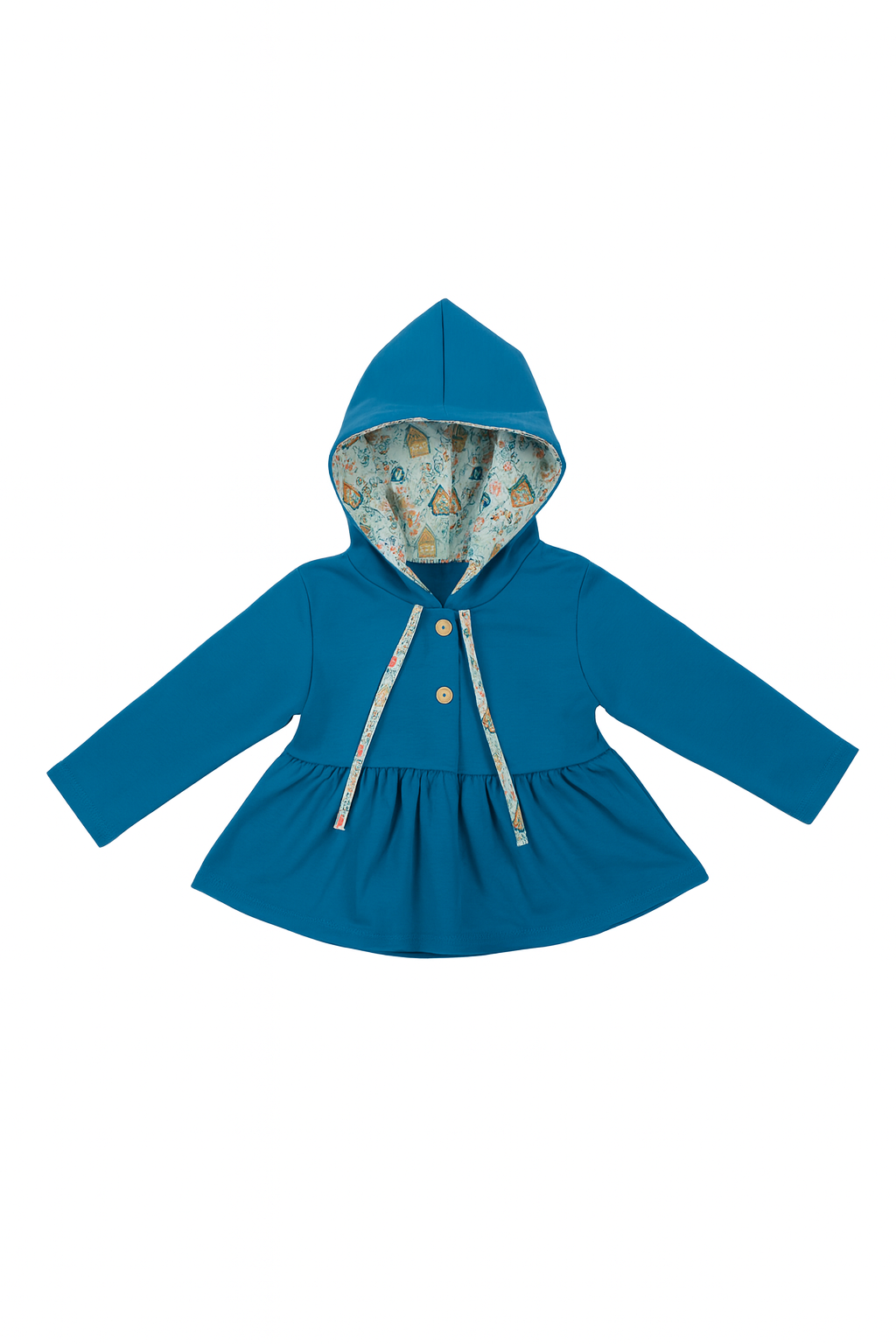 Mėlynas mergaitiškas džemperiukas su kapišonu