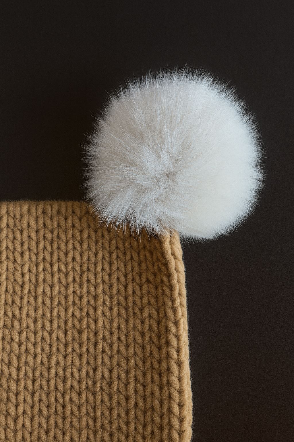 Smėlio spalvos kepurė su vienu bumbulu