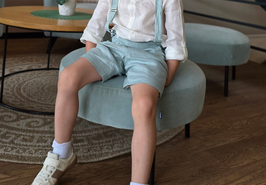 Mėtų šviesiai žalios spalvos šortai berniukams