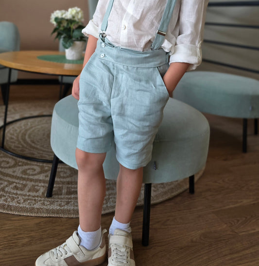 Mėtų šviesiai žalios spalvos šortai berniukams