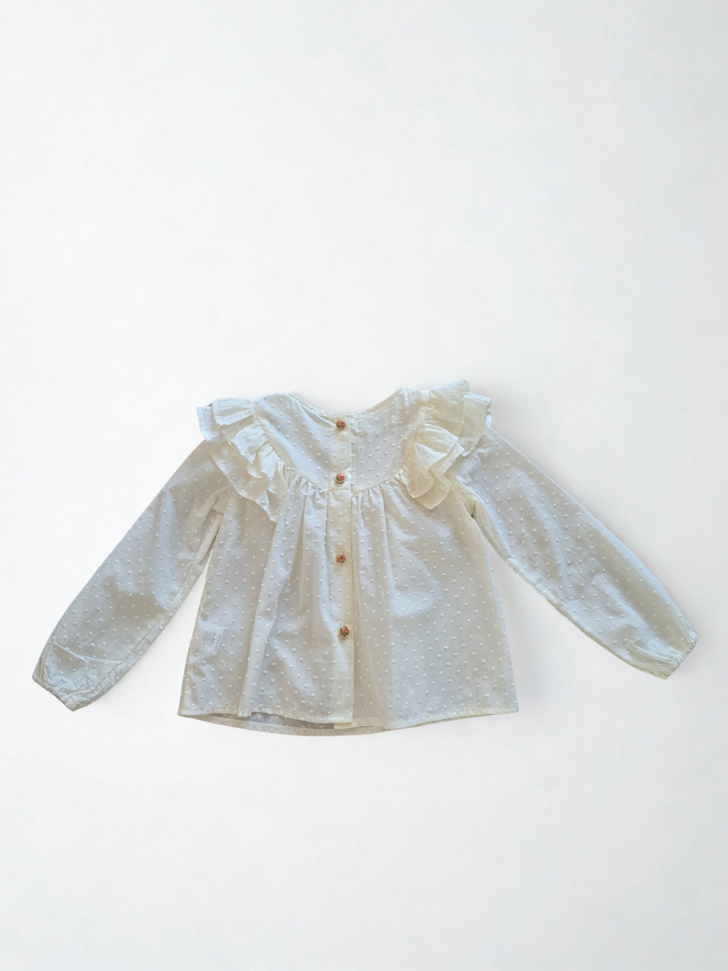 Balta mergaitiška palaidinė su raukinukais