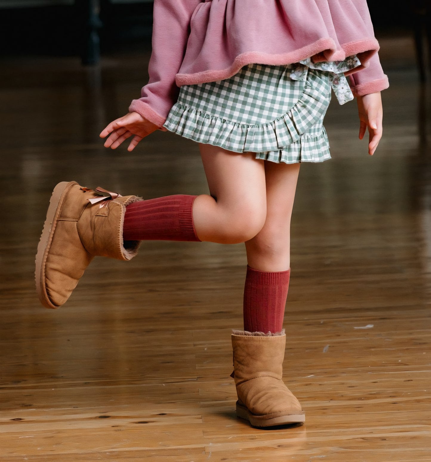 Žalių atspalvių „vichy“ rašto sijonėlis