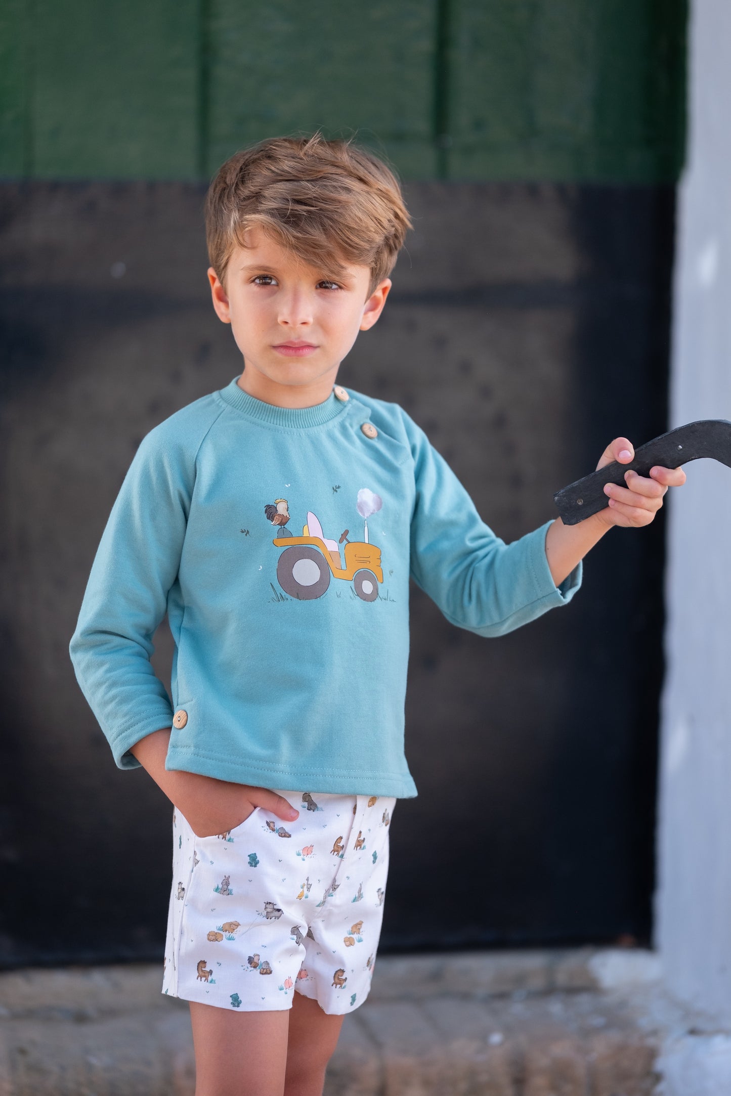 Džemperis ir šortai Traktoriukas