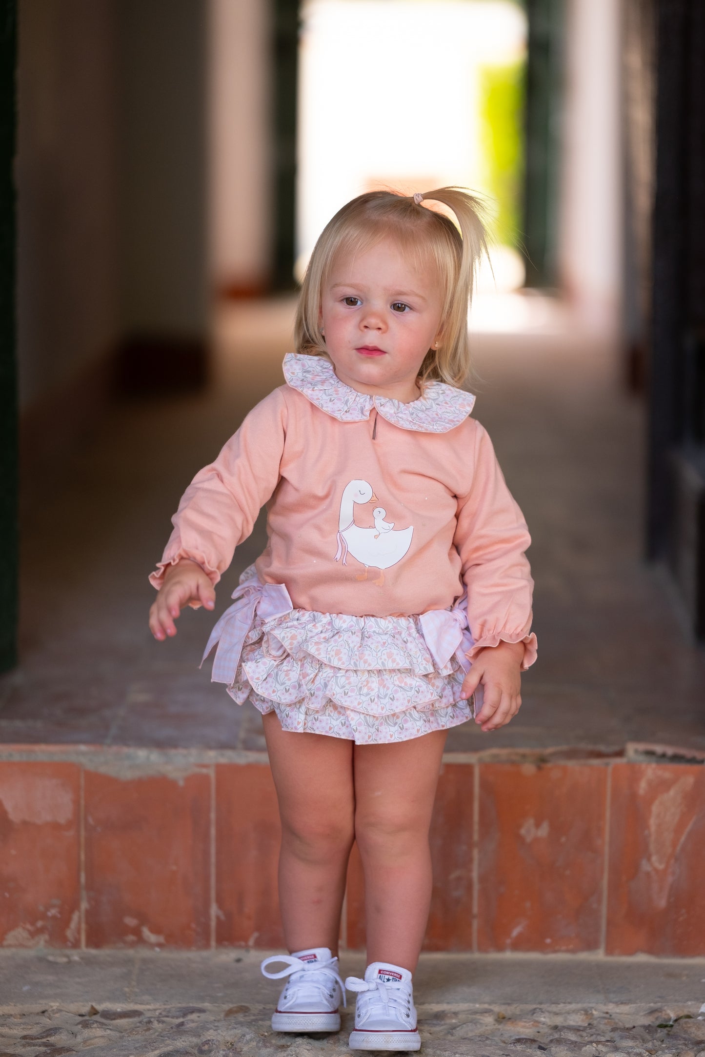 Persikinis  džemperis ir kelnaitės žąselės