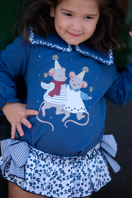 Mėlynas  džemperis Peliukai