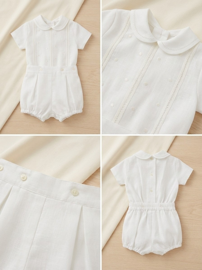 Berniukų krikšto kostiumėlis kreminės baltos spalvos