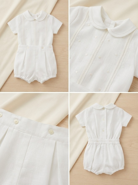 Berniukų krikšto kostiumėlis kreminės baltos spalvos