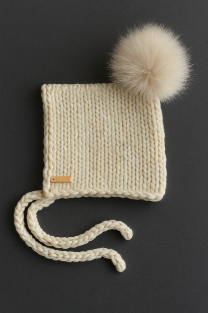 Pieno spalvos kepurė su vienu bumbulu