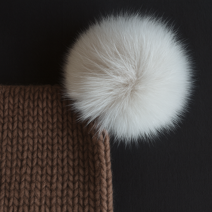 Tamsiai rudos spalvos kepurė su vienu bumbulu