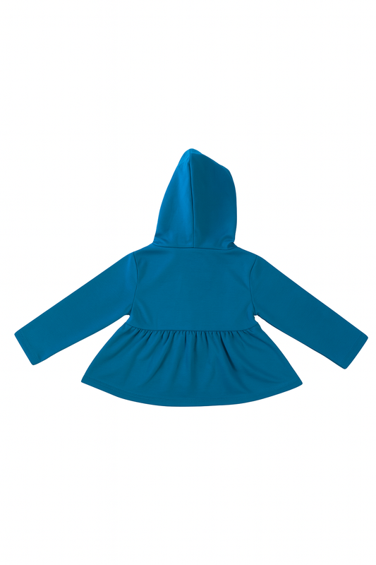 Mėlynas mergaitiškas džemperiukas su kapišonu